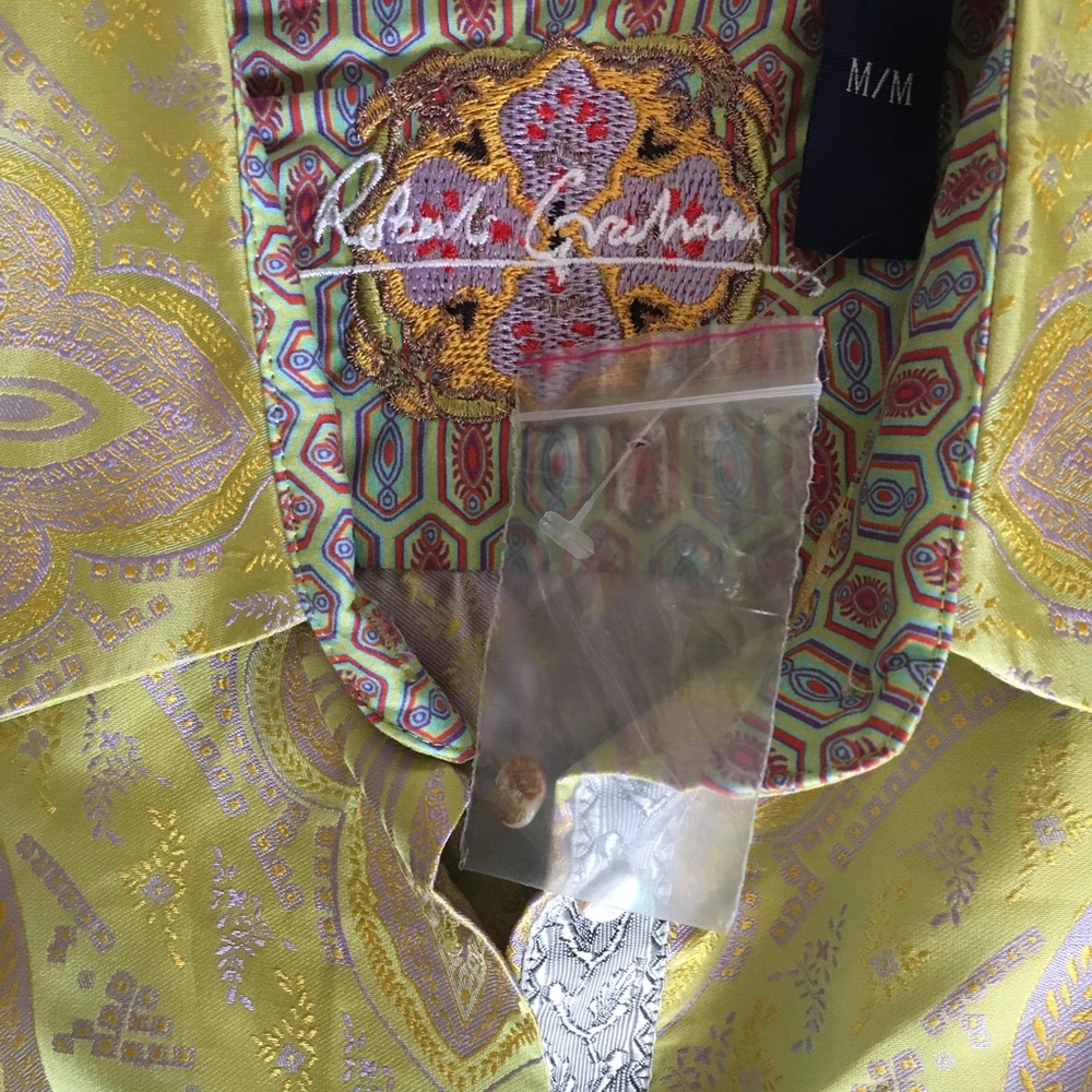 Robert Graham Chartreuse Paisley Print Button down Blouse - Picture 2 of 3